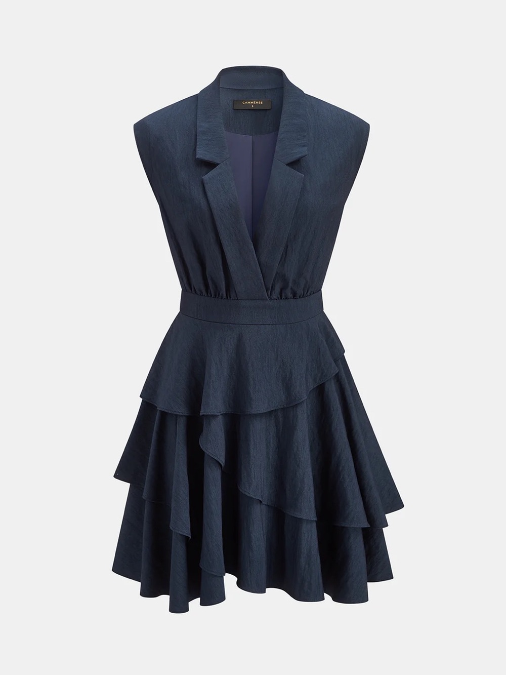 Tiered Ruffle Sleeveless Blazer Dress  Size Xs